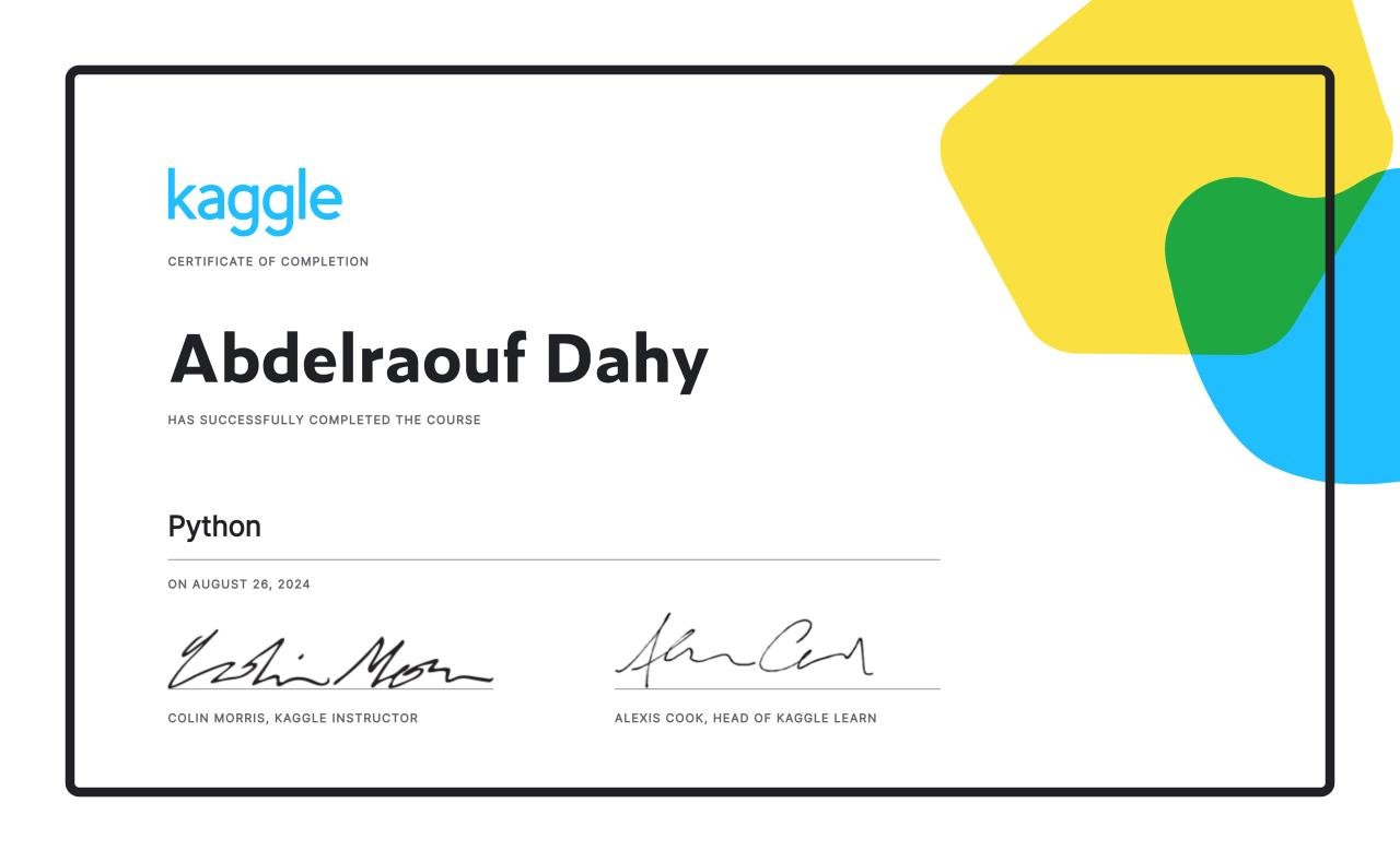 Kaggle Python Certificate